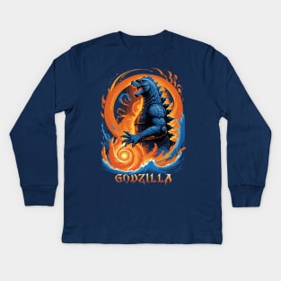 godzilla fire and water Kids Long Sleeve T-Shirt